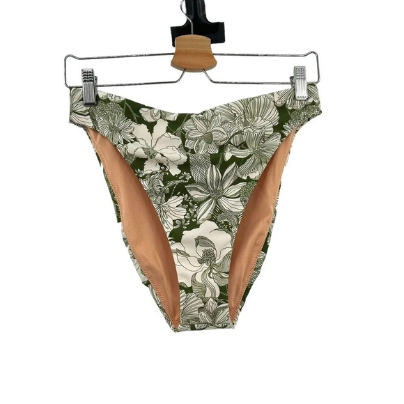 J.‎ Crew High-rise cheeky bikini bottom in Liberty Linear Canteen Green Medium - Picture 4 of 10